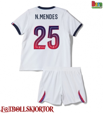 Paris Saint-Germain Nuno Mendes #25 Borta Kläder Barn 2026-27 Kortärmad (+ Korta byxor)